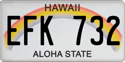 HI license plate EFK732