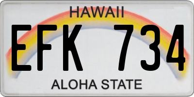 HI license plate EFK734