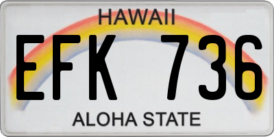 HI license plate EFK736
