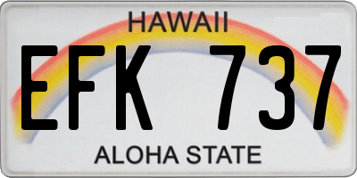 HI license plate EFK737