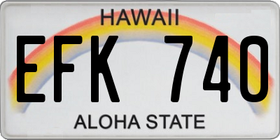 HI license plate EFK740