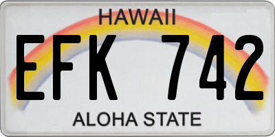 HI license plate EFK742
