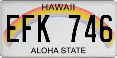 HI license plate EFK746