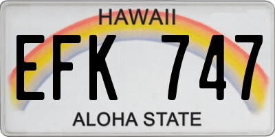 HI license plate EFK747