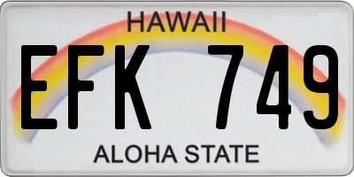 HI license plate EFK749