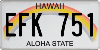 HI license plate EFK751
