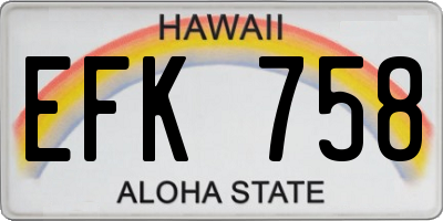 HI license plate EFK758
