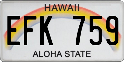 HI license plate EFK759