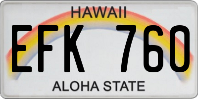 HI license plate EFK760
