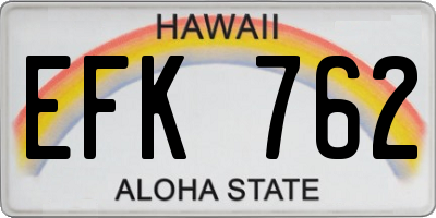 HI license plate EFK762