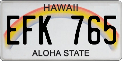 HI license plate EFK765