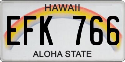 HI license plate EFK766