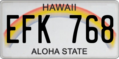 HI license plate EFK768