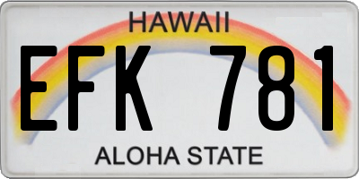 HI license plate EFK781