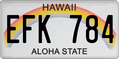 HI license plate EFK784