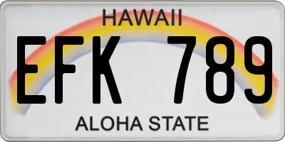 HI license plate EFK789