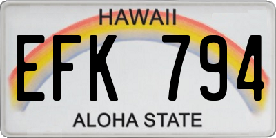 HI license plate EFK794
