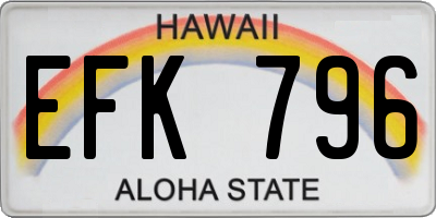 HI license plate EFK796