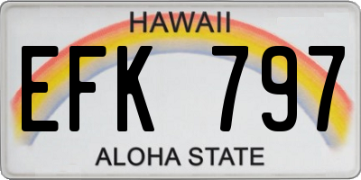 HI license plate EFK797