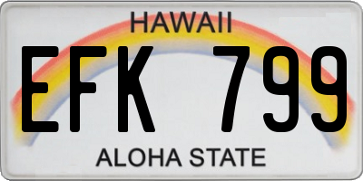 HI license plate EFK799