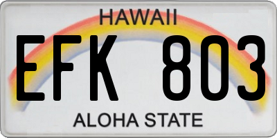 HI license plate EFK803