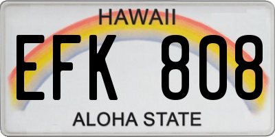 HI license plate EFK808