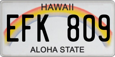 HI license plate EFK809