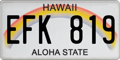 HI license plate EFK819