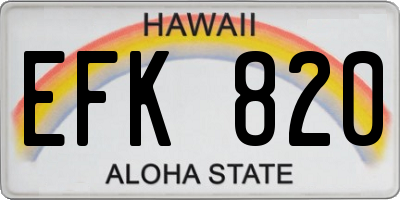 HI license plate EFK820