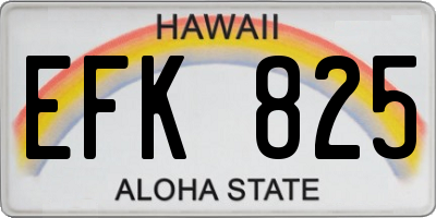 HI license plate EFK825