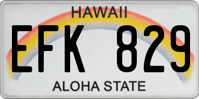 HI license plate EFK829