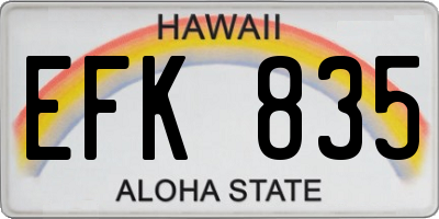 HI license plate EFK835