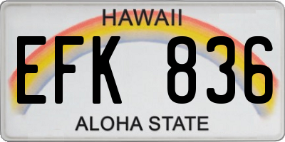 HI license plate EFK836