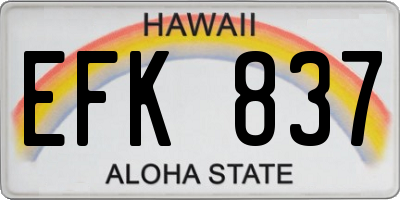 HI license plate EFK837