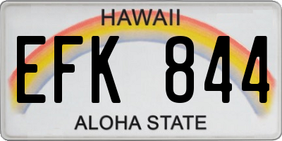 HI license plate EFK844