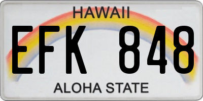 HI license plate EFK848