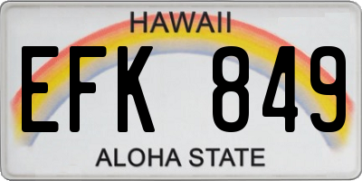 HI license plate EFK849