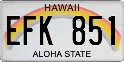 HI license plate EFK851