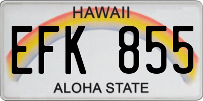 HI license plate EFK855