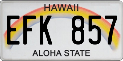HI license plate EFK857