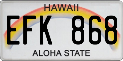 HI license plate EFK868