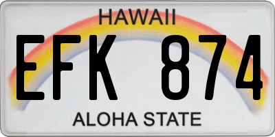 HI license plate EFK874