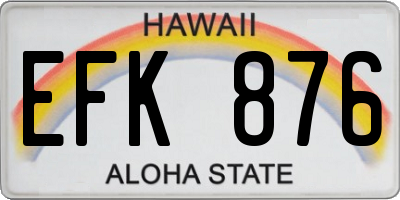 HI license plate EFK876