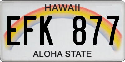 HI license plate EFK877