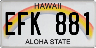 HI license plate EFK881