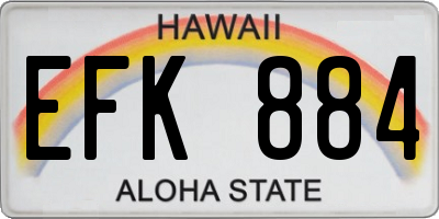 HI license plate EFK884
