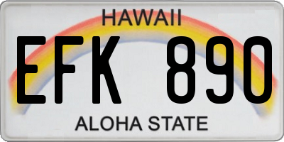 HI license plate EFK890