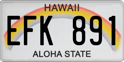 HI license plate EFK891
