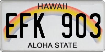 HI license plate EFK903