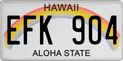 HI license plate EFK904